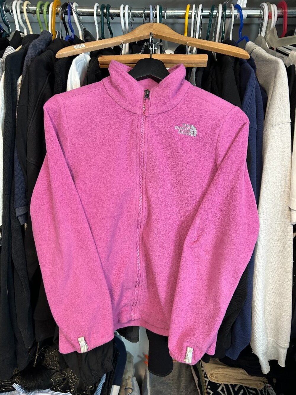The North Face Pink Women's Fleece Zip-up Gorpcore Jacket - Girls L 10/12 Fit S